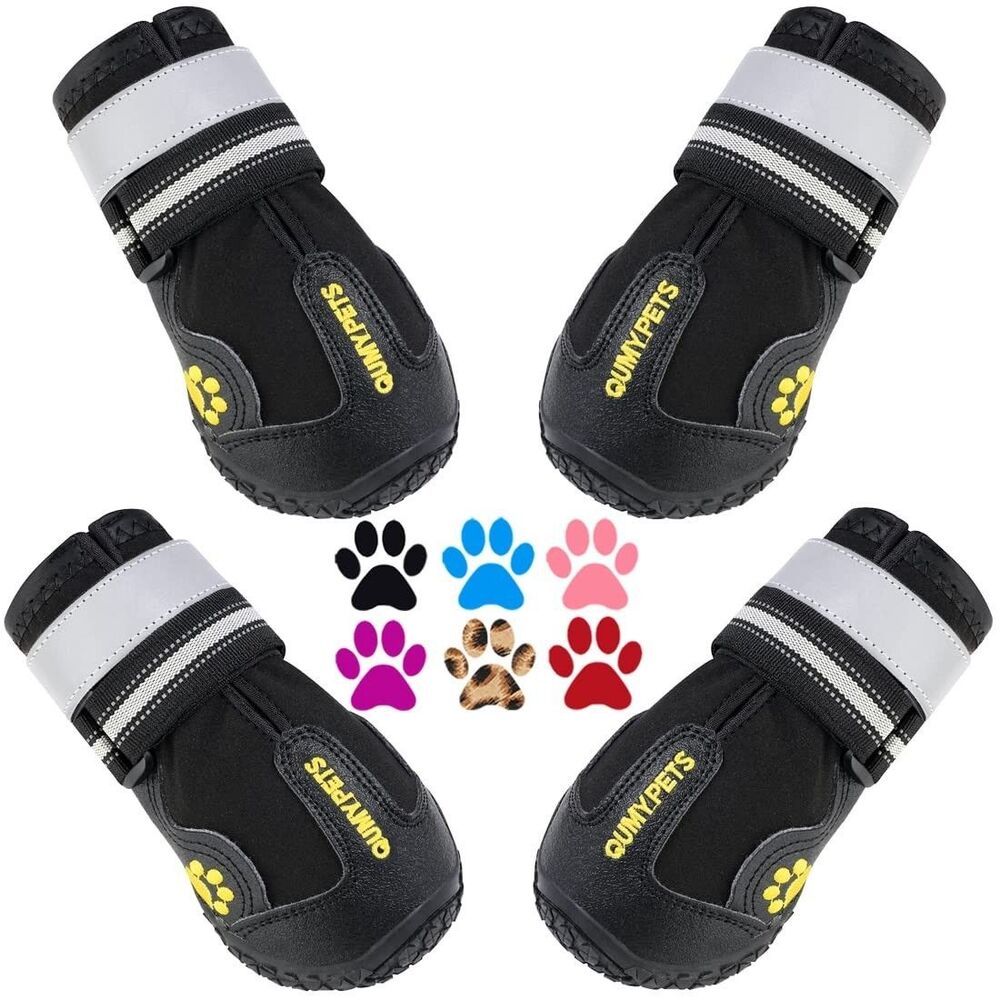 QUMY Dog Shoes for Dogs, Medium Dog Boots & Paw Protectors Size 3 - Black